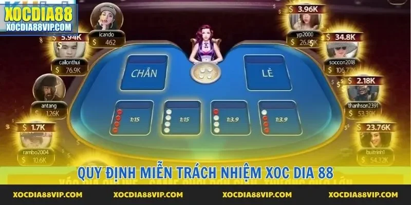 Quy định miễn trách nhiệm Xoc Dia 88